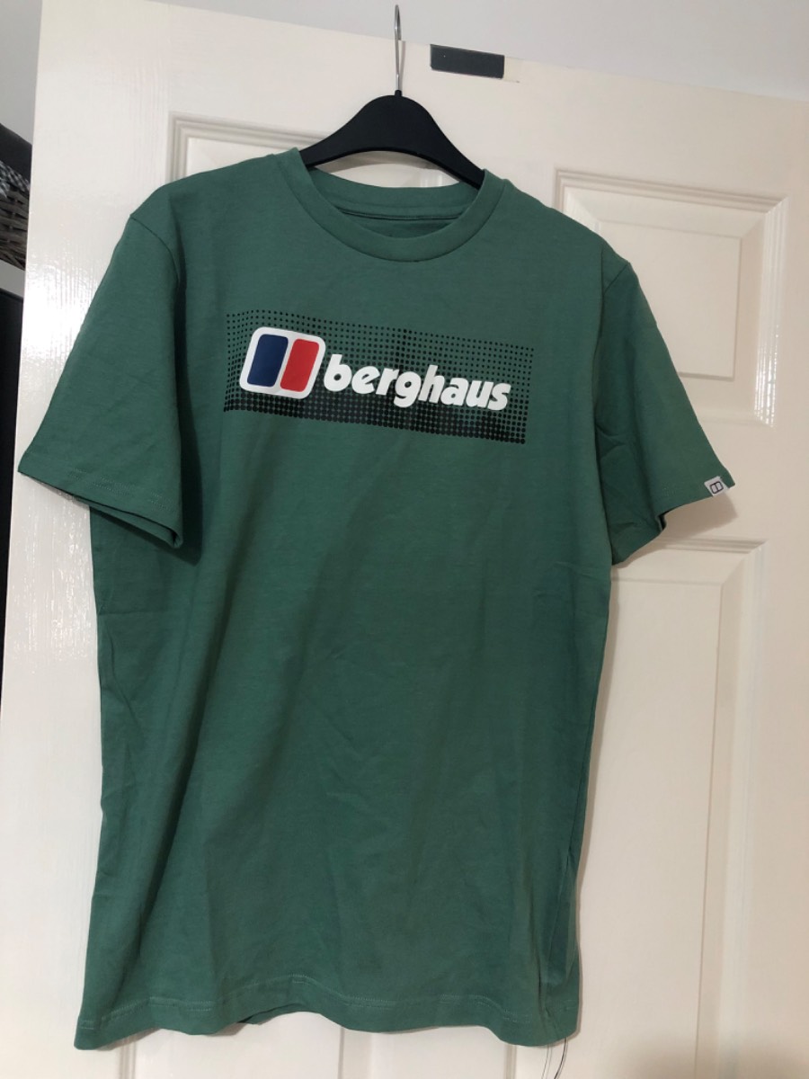 Men’s pine green dot mountain small Berghaus t shirt