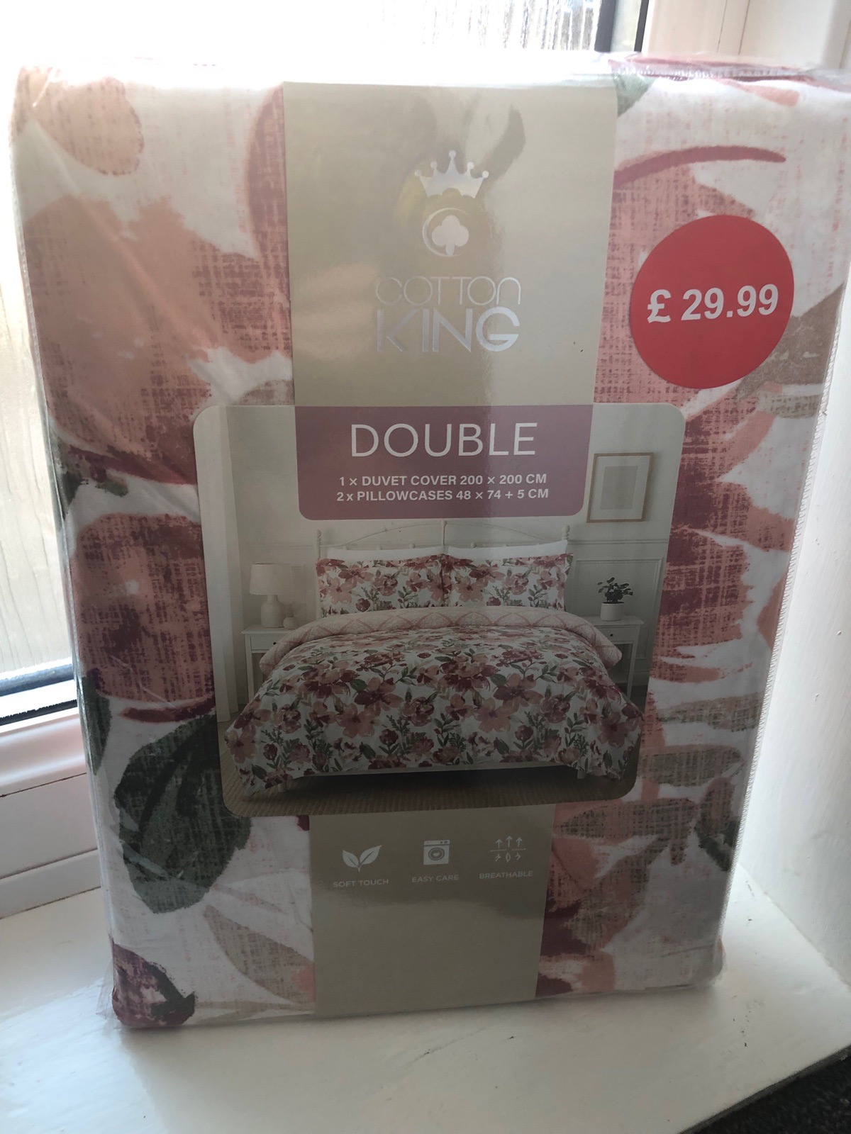 Double pink floral soft touch polyester duvet set