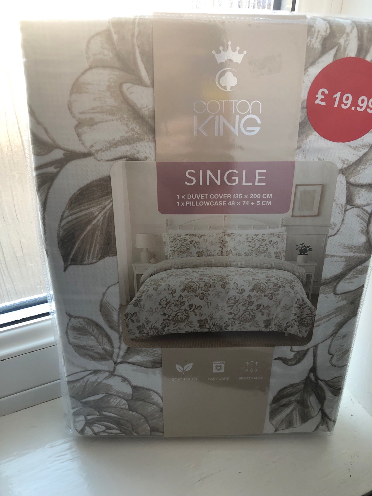 Single soft touch polyester cream/browns floral duvet set