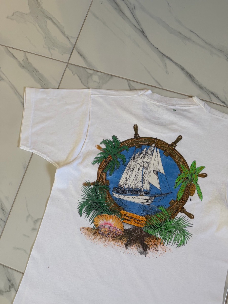 Vintage 1990s Boat Cruise Pirate Ship Single Stitch Graphics T-Shirt - Size Large