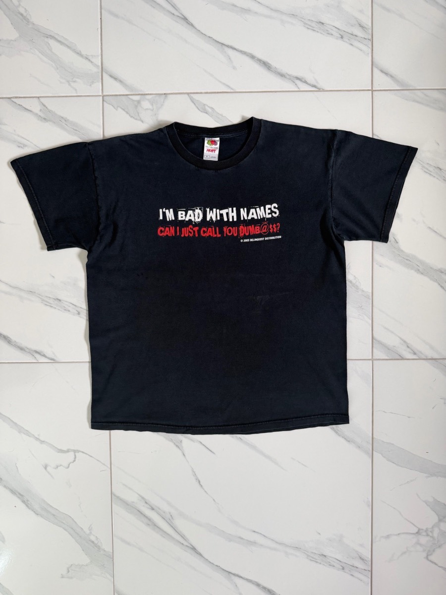 Vintage I’m Bad With Names Slogan T-Shirt - Size XL