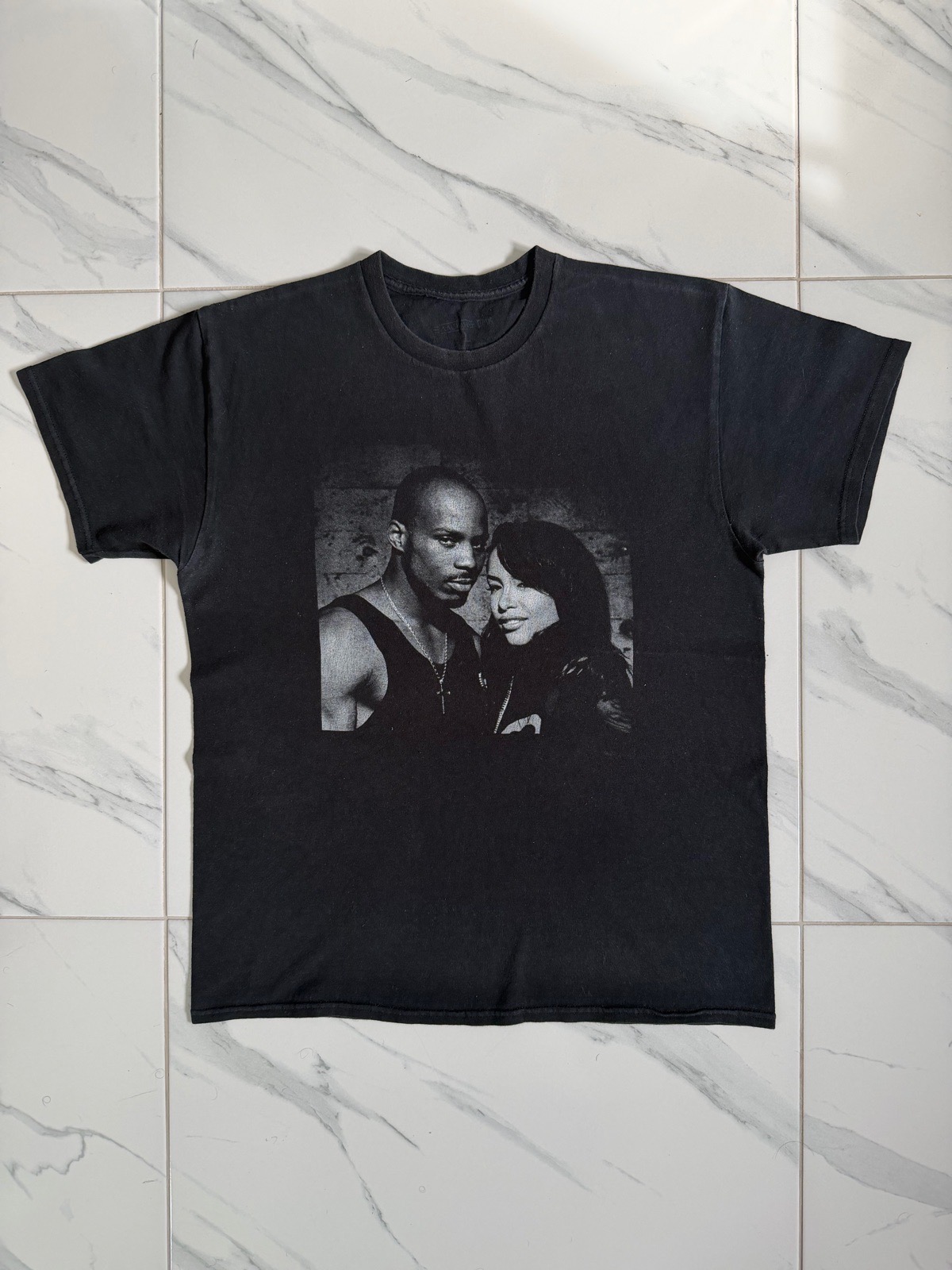 DMX & Aaliyah Portrait Graphics T-Shirt - Size Large