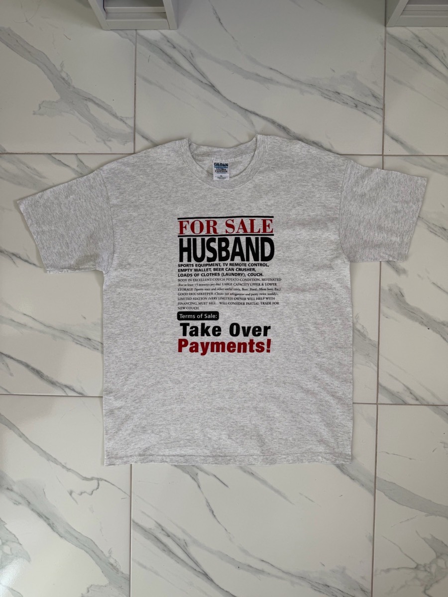 Vintage 1990s Husband For Sale Funny Humour T-Shirt - Size XL