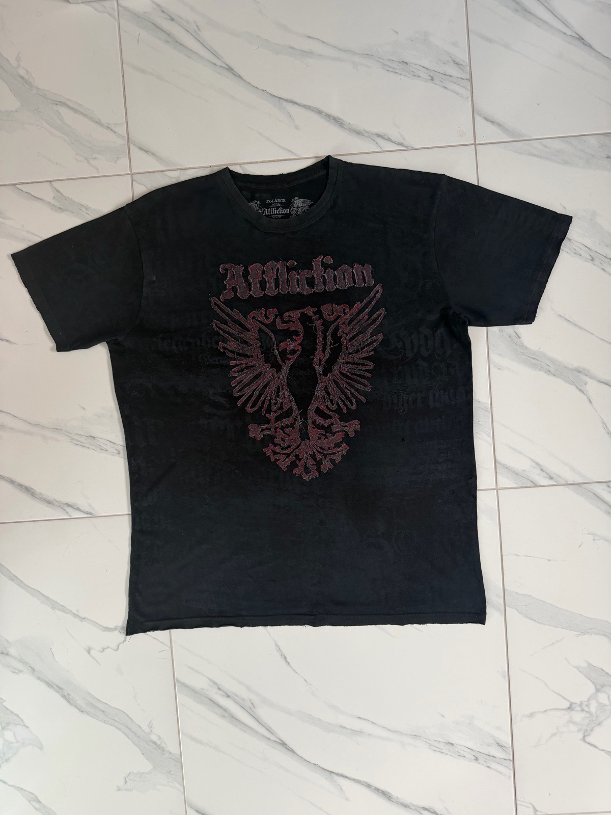 Affliction Vintage Y2K Gothic Eagle Stitching T-Shirt - Size 2XL