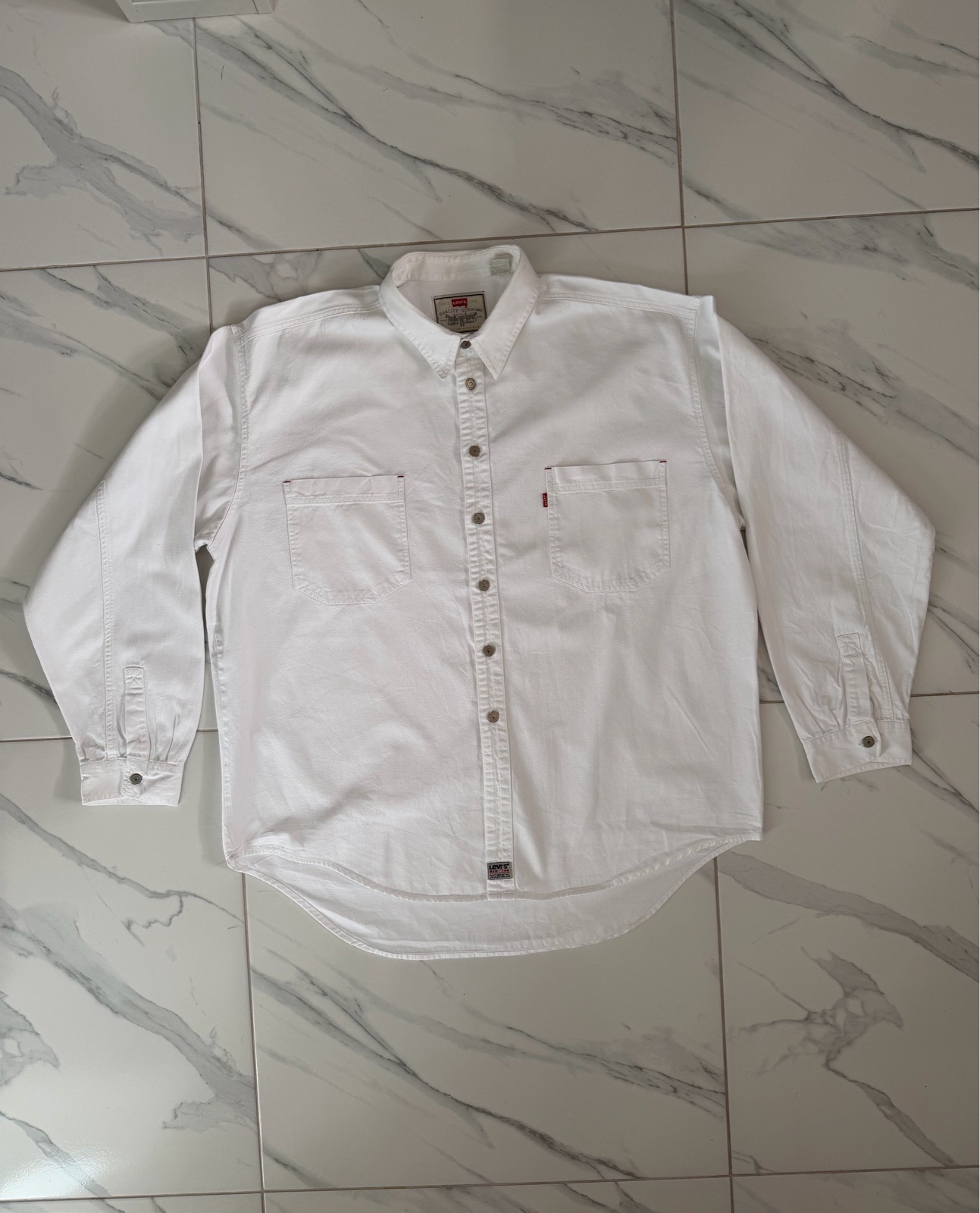 Levi’s White Button Up Cowboy USA Denim Shirt - Size 2XL
