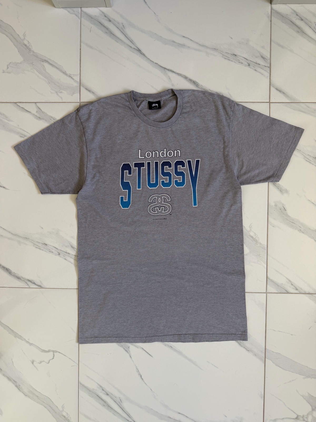 Vintage 1980s Stussy London Spell Out Graphics T-Shirt - Size Large