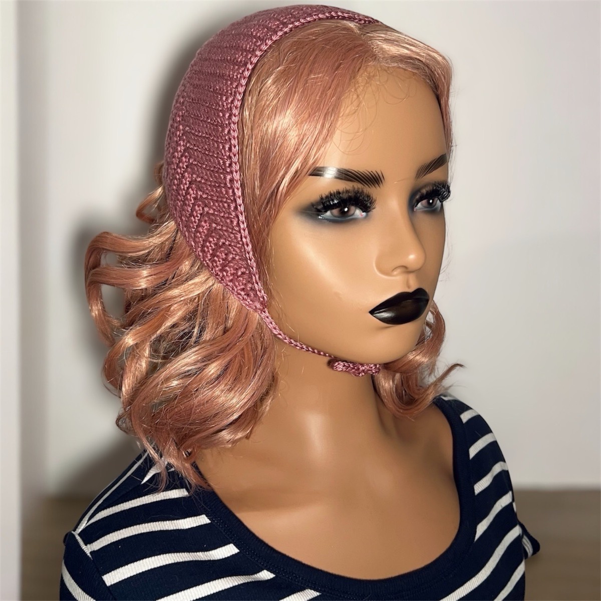 50s style Blossom‑Pink Mini Bonnet
