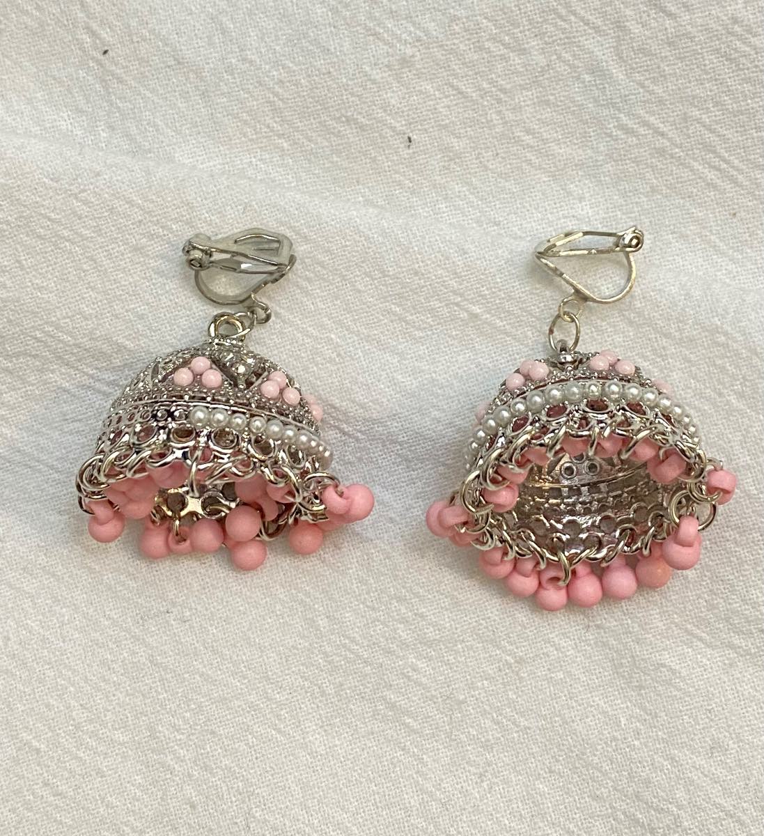 New Clip-On silver pink colour Earrings None Piercing Cuff