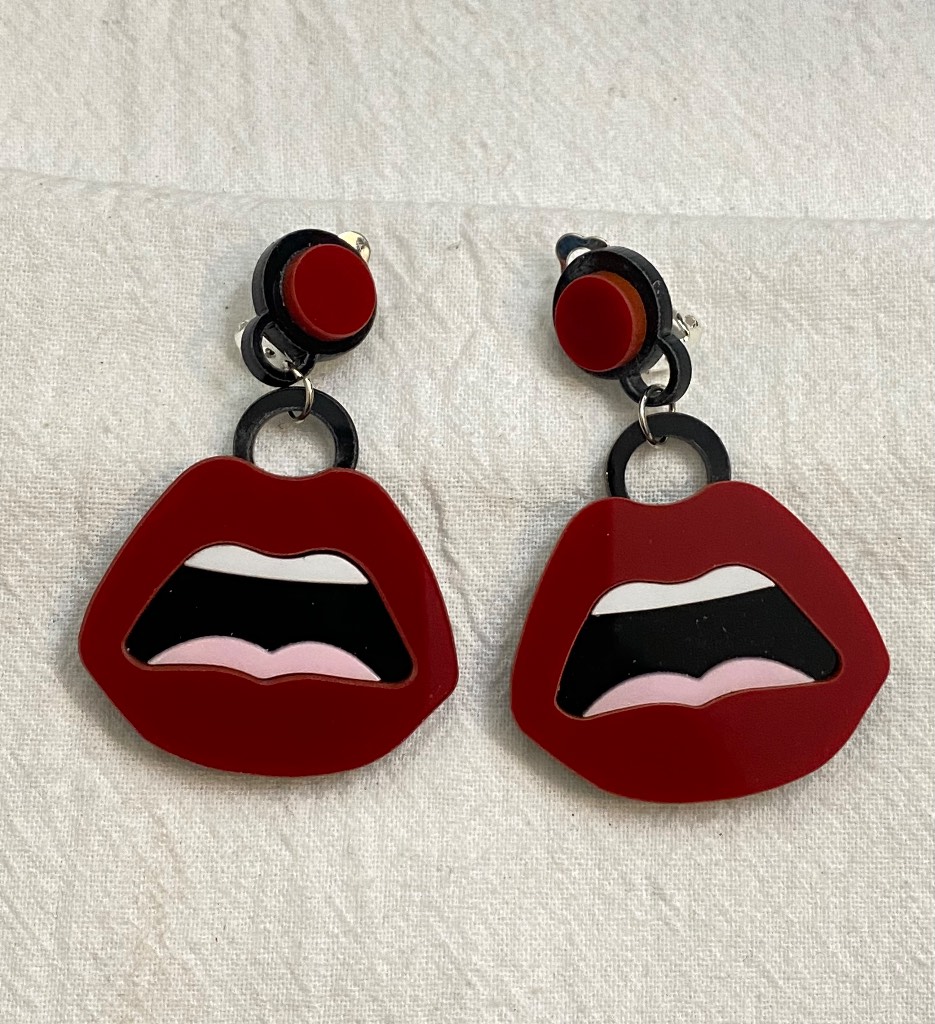 New Clip-On red colour lips mouth Earrings None Piercing Cuff