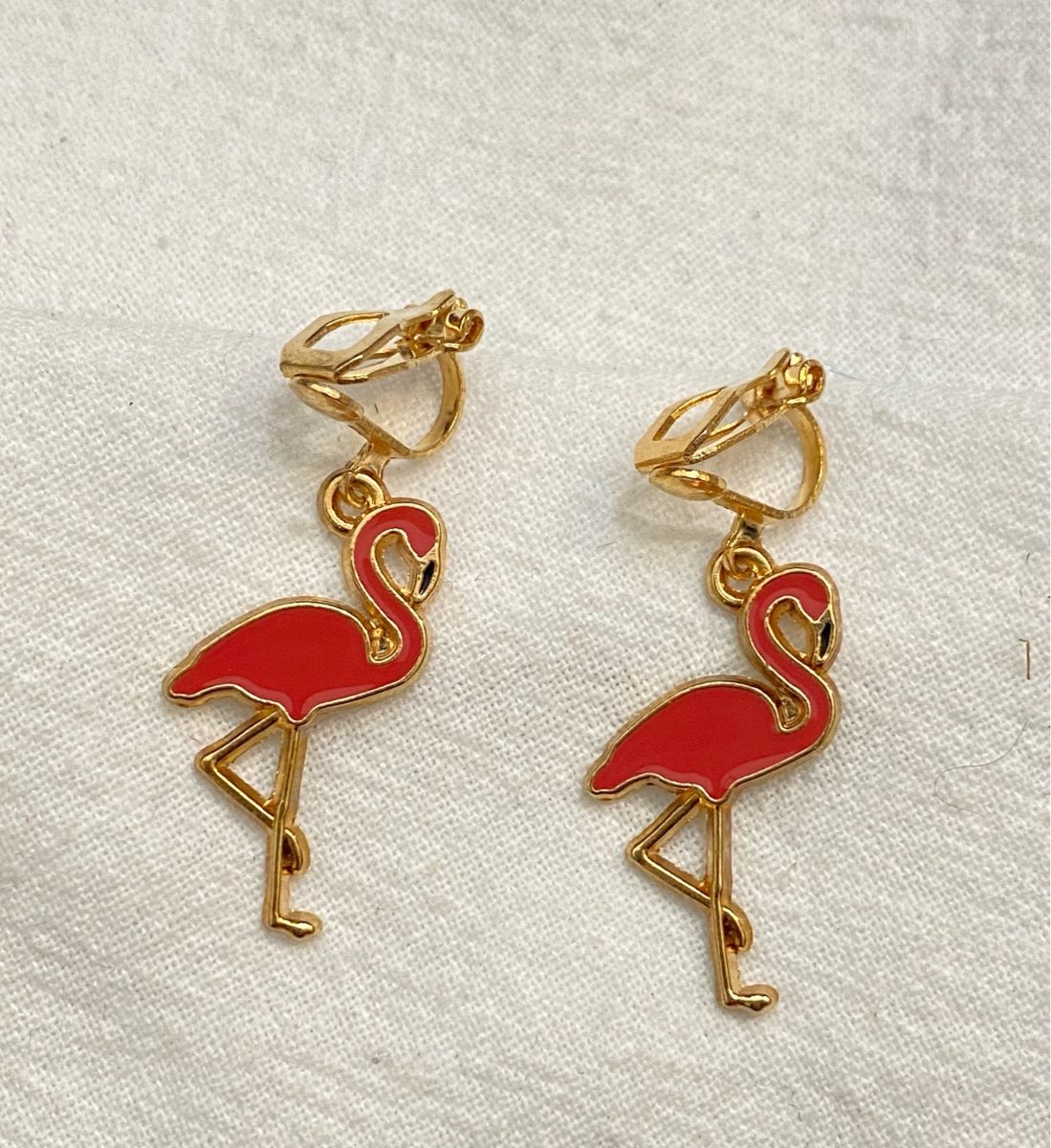 New Clip-On pink colour flamingo Earrings None Piercing Cuff