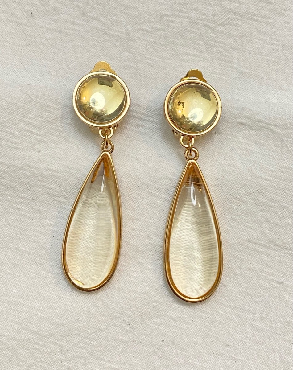 New Clip-On yellow golden colour Earrings None Piercing Cuff