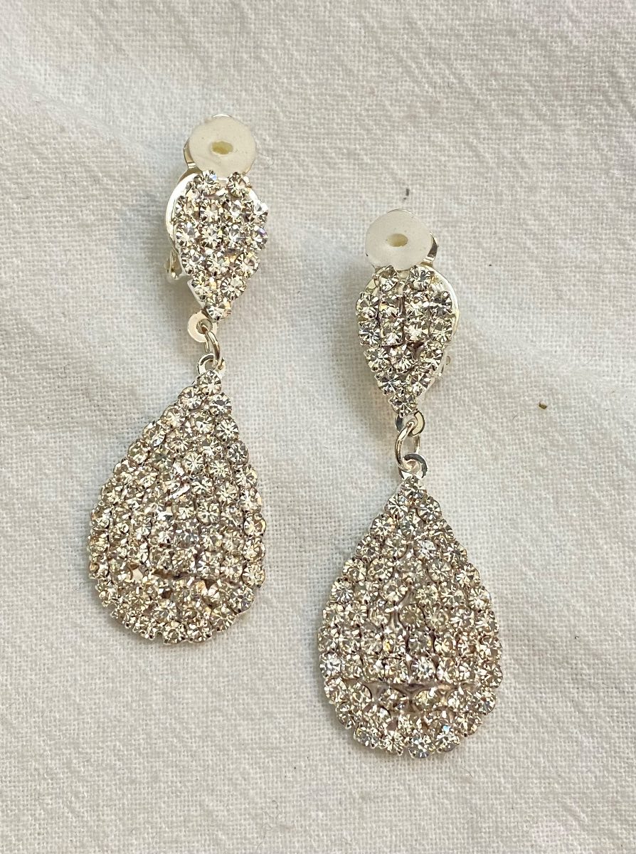 New Clip-On sparkle silver colour diamond gemstone Earrings None Piercing Cuff