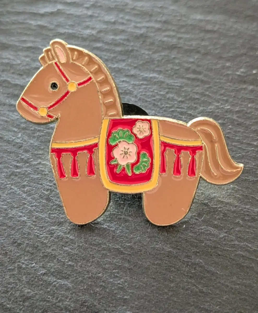 Swedish Christmas Horse pin badge
