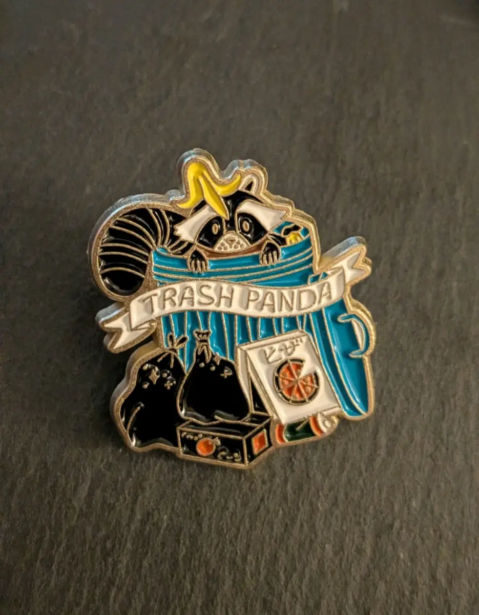 Funny racoon meme pin badge