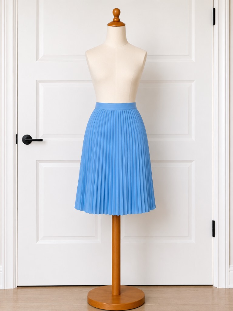 Blue pleated skirt vintage size 12 summer