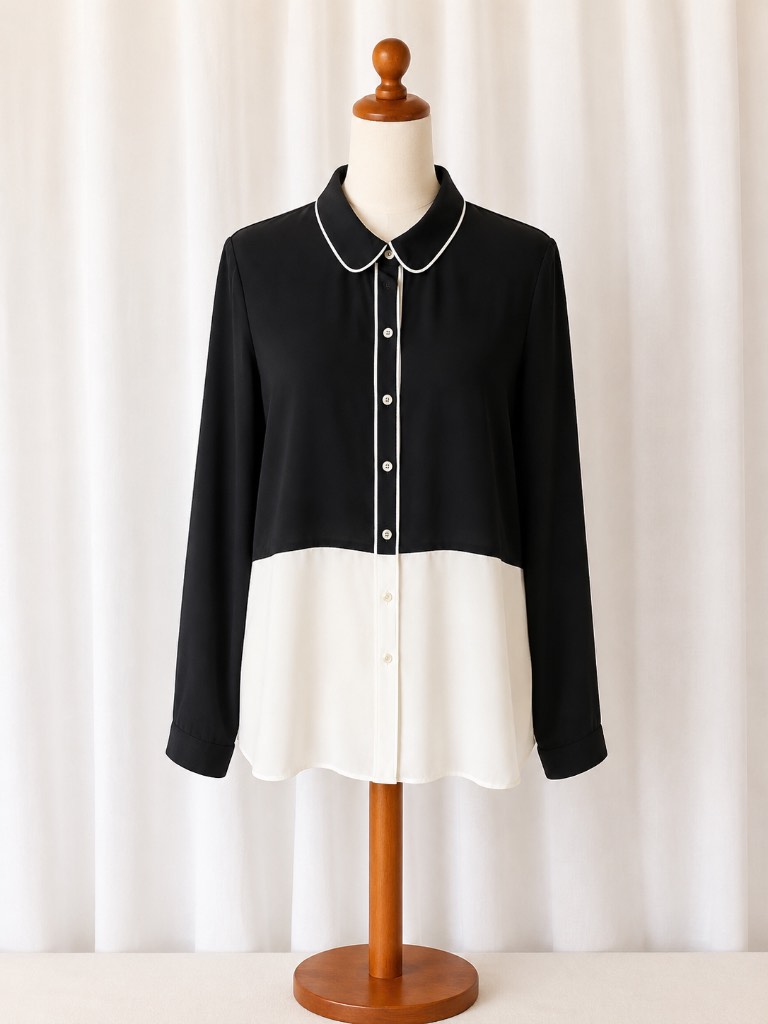 Black and white monochrome blouse size 12 smart workwear