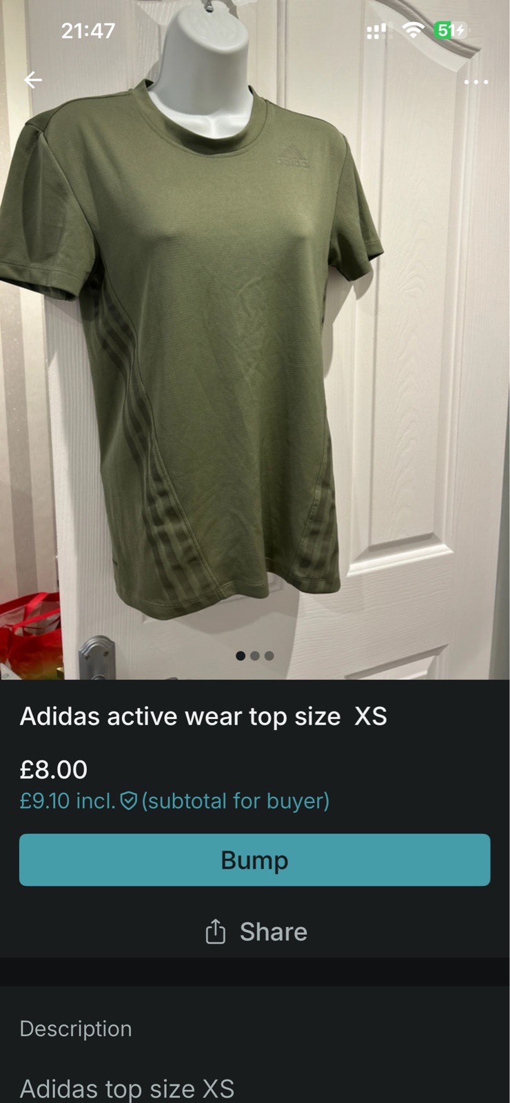 Adidas activewear top size XS