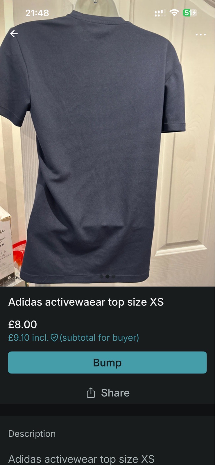 Dark blue adidas top size xs