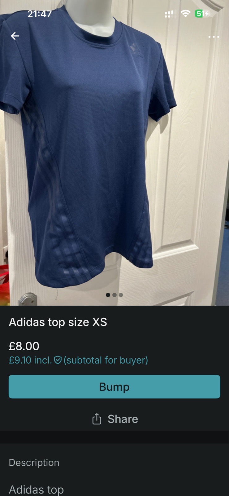 Adidas activewear size xs blue