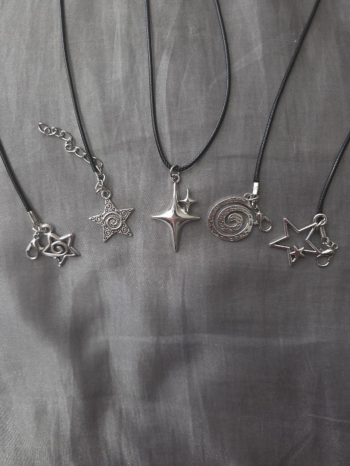 Black & Silver Y2K Jewellery Pendant Set