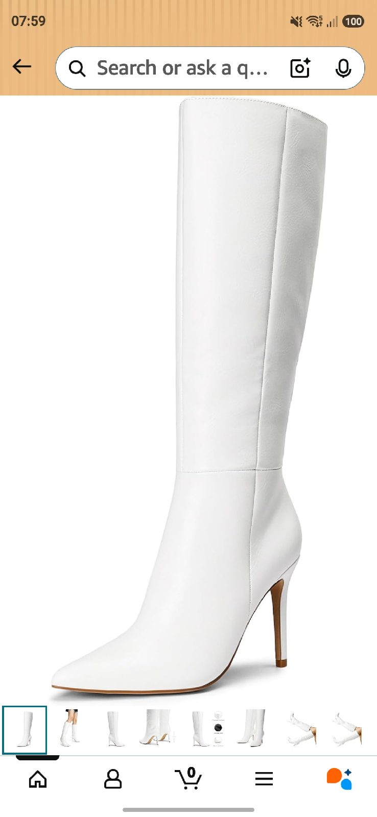 Ladies white knee high boots