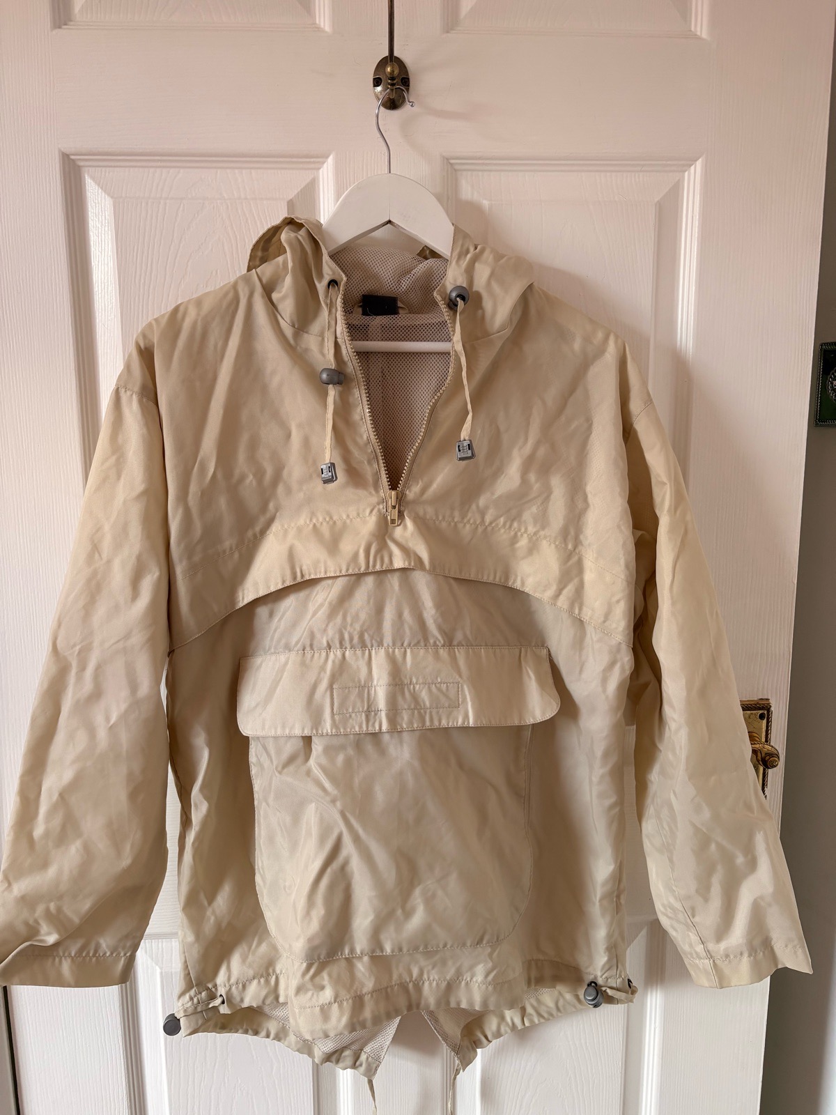 Stone River Cream Beige Hooded Pullover Windbreaker Jacket Size 12 Anorak