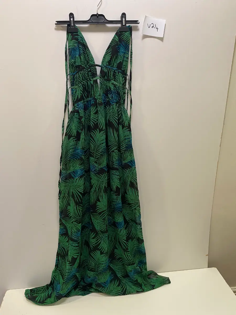 Boohoo Tall Summer Halterneck Dress in Green Floral UK 12 v24