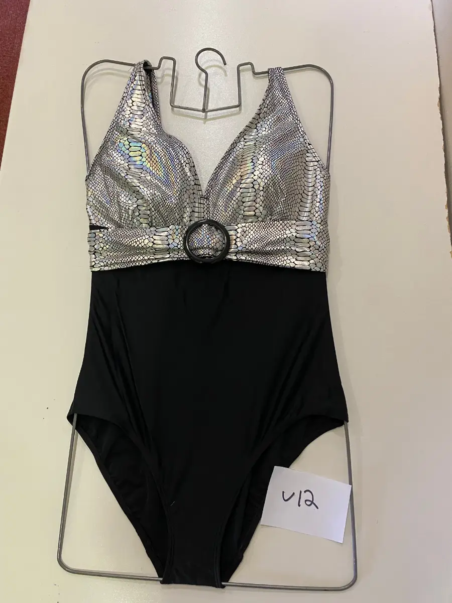 Bonprix Black/Silver Swimsuit with Buckle Detail UK 14 v12