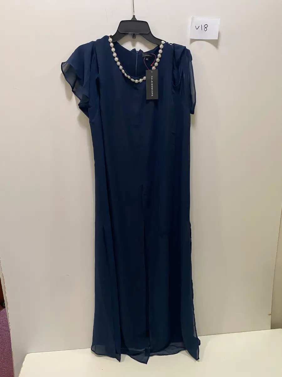 Kaleidoscope Navy Midi Dress with Sequins and Cold Shoulder UK 14 v18