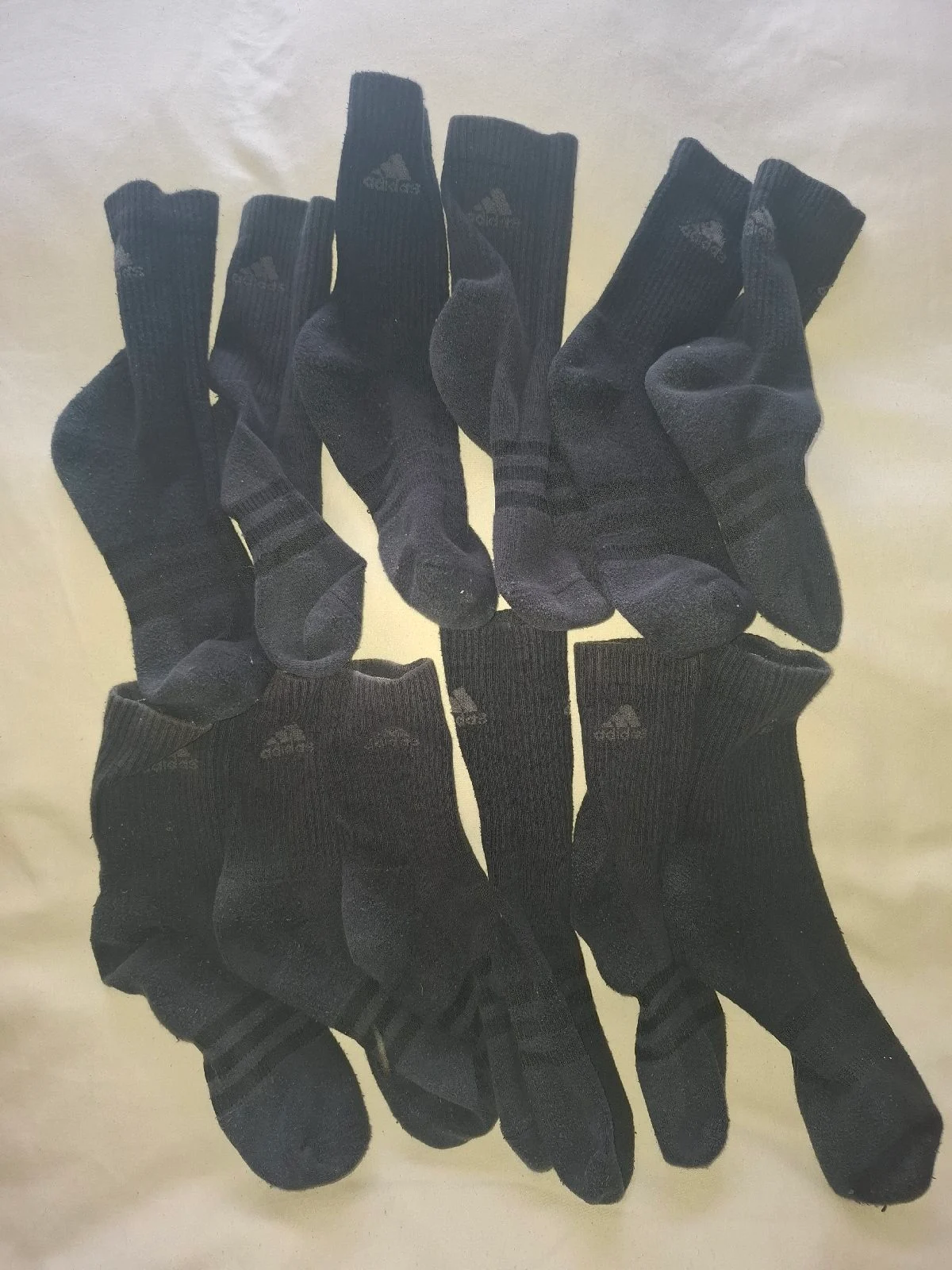 6x pairs of black size Large adidas sporta socks