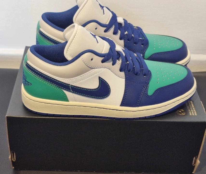 Nike Air Jordan 1 Low Rare Air. Sail-Royal Blue. Size 6. Brand new