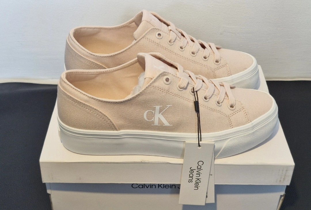Calvin Klein Pink Vulcanised Flatform Low Trainers. Size 7. Brand new in full box