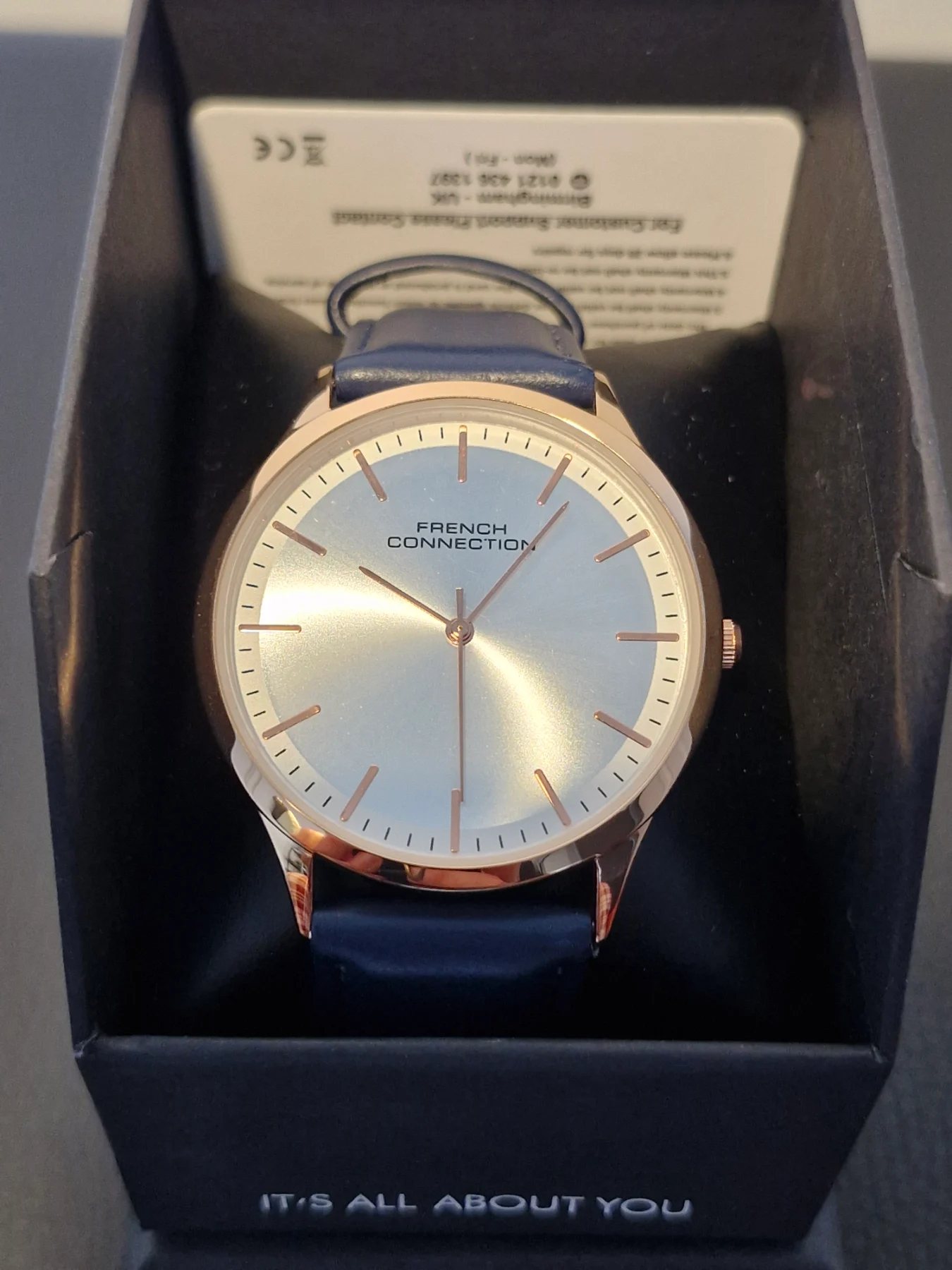 French Connection Men's Metallic Accessories Rose Case Round Shape Strap Quartz Watch