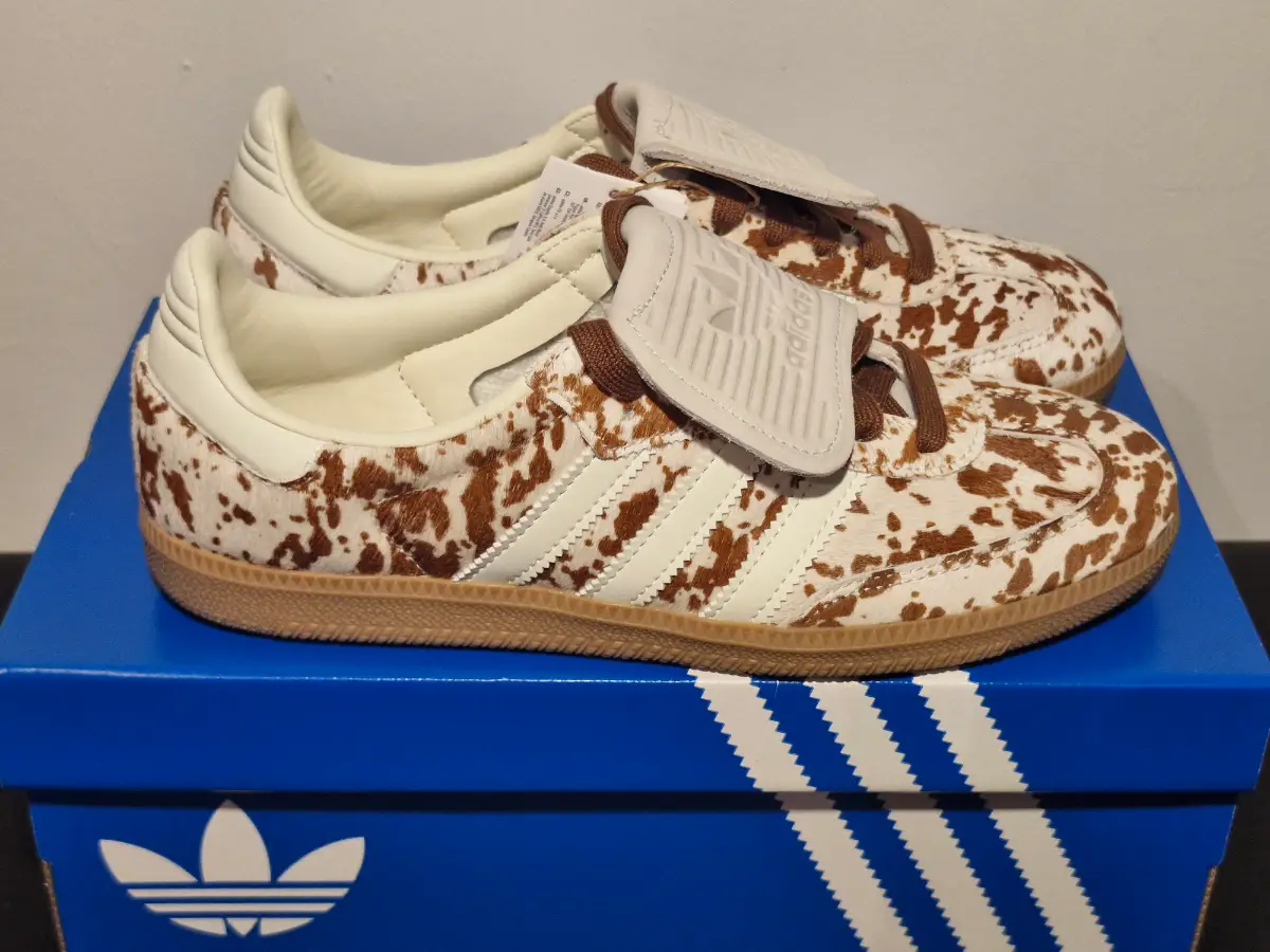 Adidas Samba LT. Cream-Cow Print. Size 6.5. Brand new in full box