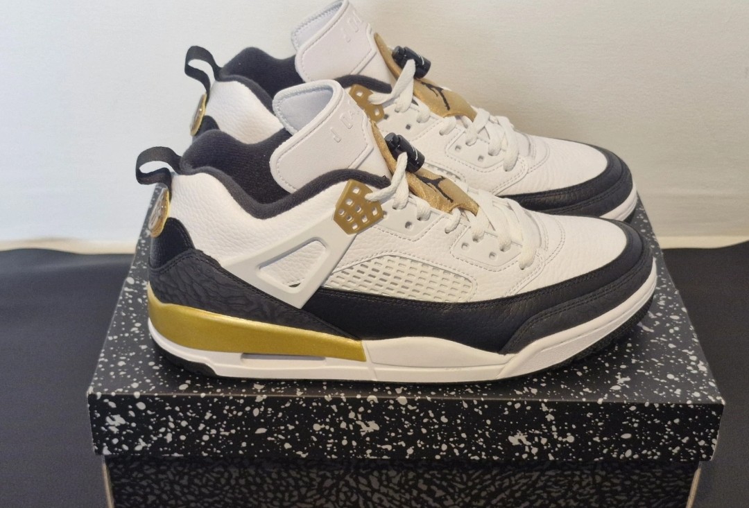 Nike Air Jordan Spizike Low. White-Black-Gold. Size 8.5. Brand new in full box