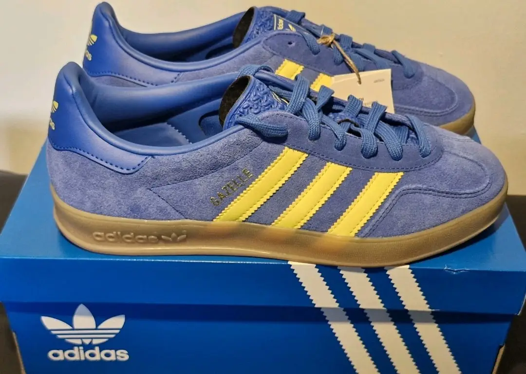 Adidas Gazelle Indoor. Blue-Yellow. Size 7. Brand new Boxed