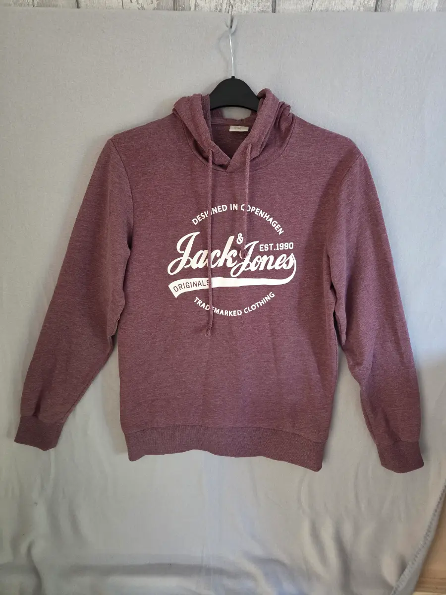 Jack & Jones Originals Logo Hoodie Port Royale Burgundy Men's M