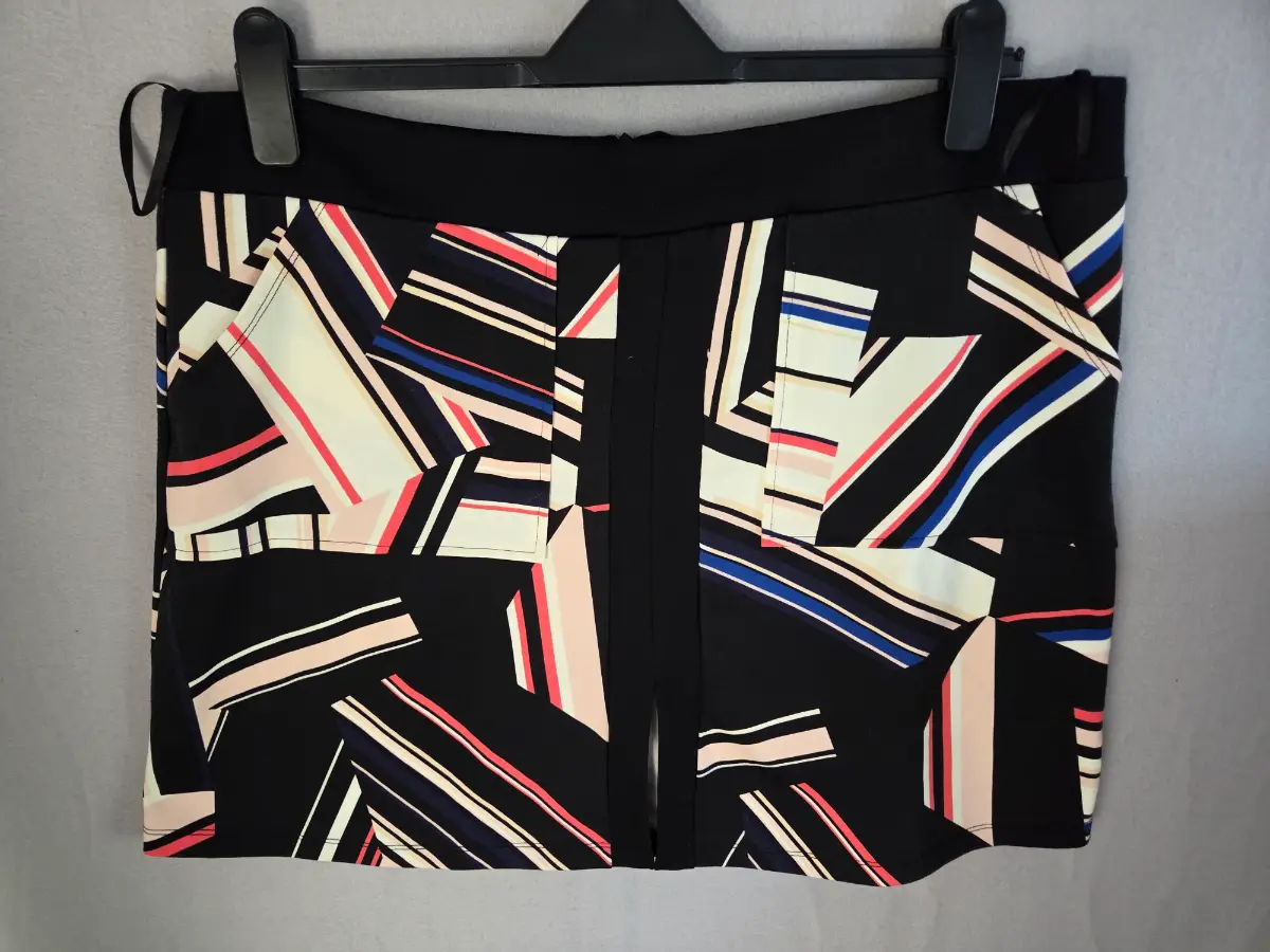 Wallis geometric print Mini Skirt Modern art deco UK 18