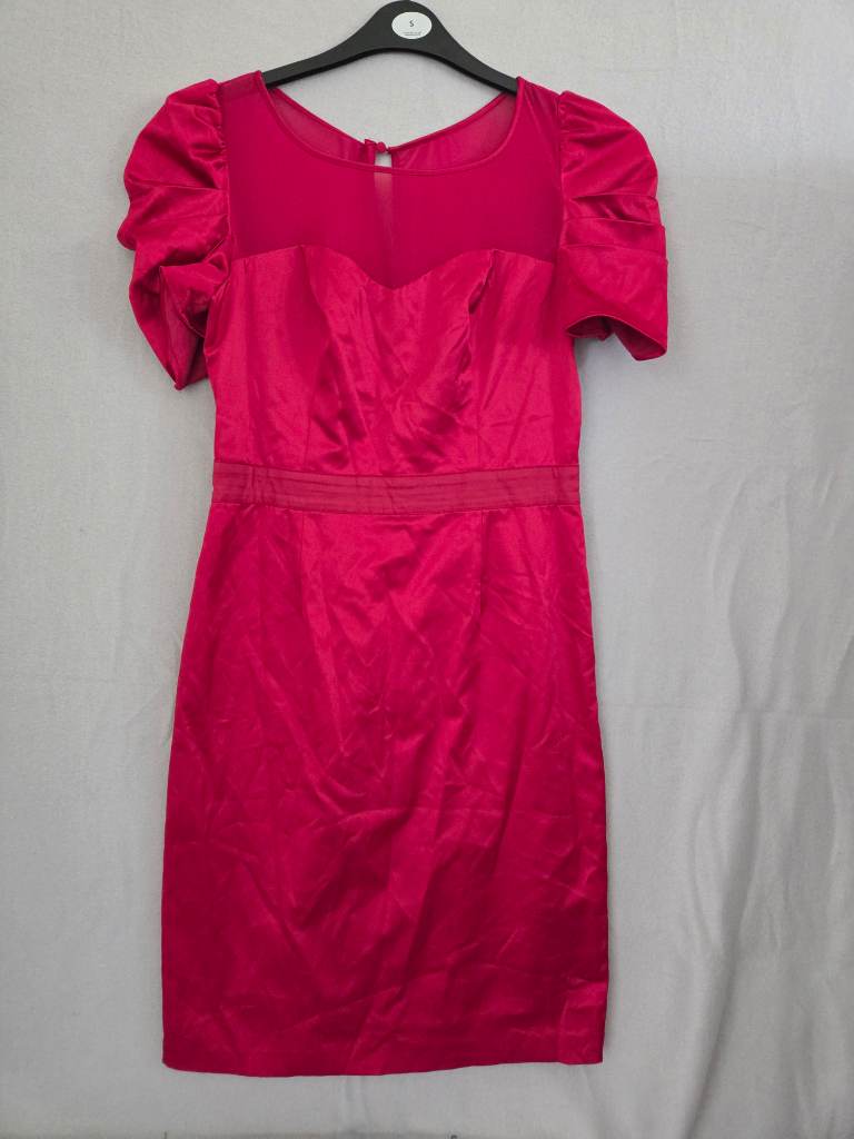 Next Hot Pink Satin Midi Dress