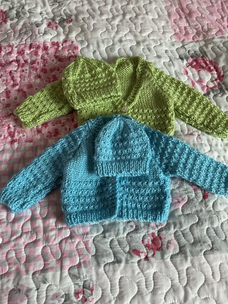 Prem/ tiny baby jacket and hat sets