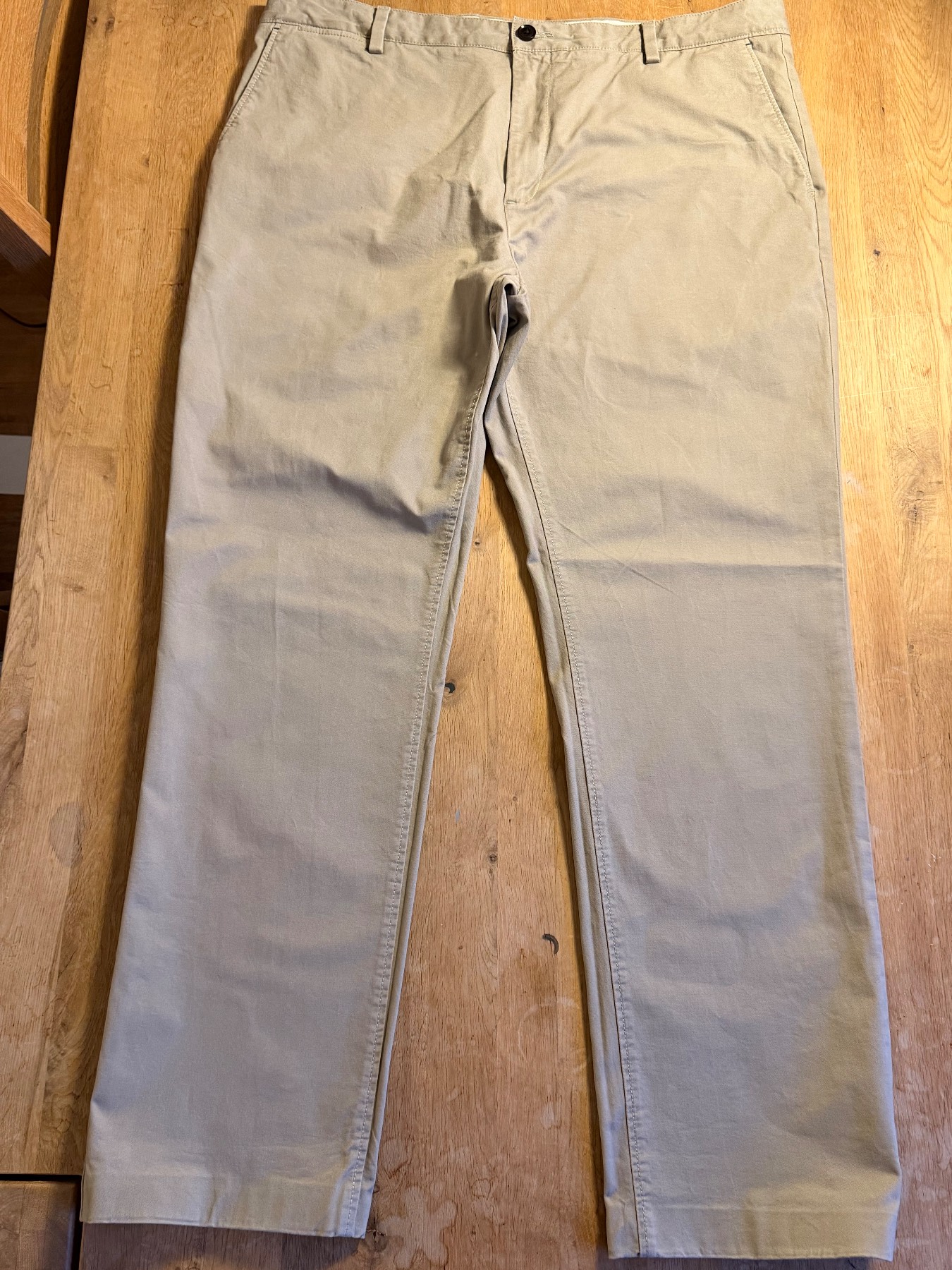 Preloved, John Lewis Cotton Twill Chinos Trousers Size 40R Men's Smart Casual Beige Cotton
