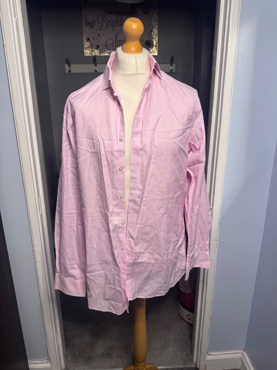Charles Tyrwhitt Formal Shirt Pink Large (L) 16.5” Collar Extra Slim Fit Non-Iron
