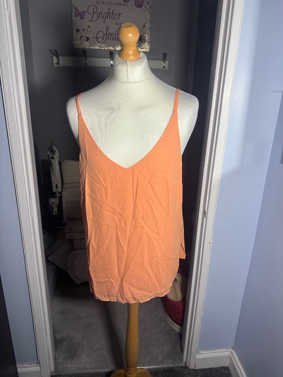 F&F Cami Vest Top Peach UK 18 Lightweight Sleeveless Summer Casual