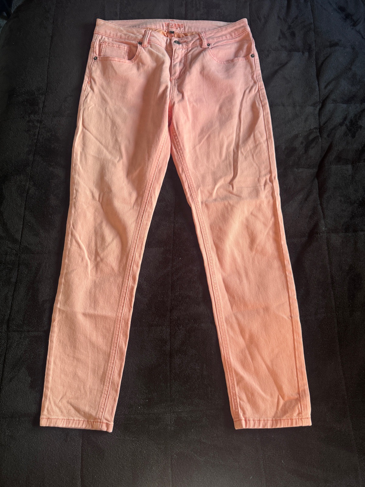 Hobbs Women’s Jeans Coral Pink UK 12 Straight Leg Cotton Summer Denim
