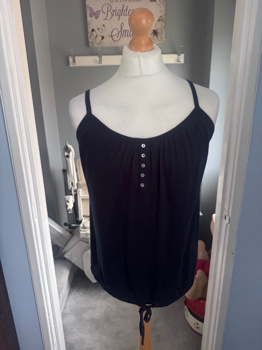 Originals Cami Top Navy UK 14 Adjustable Hem Summer Vest