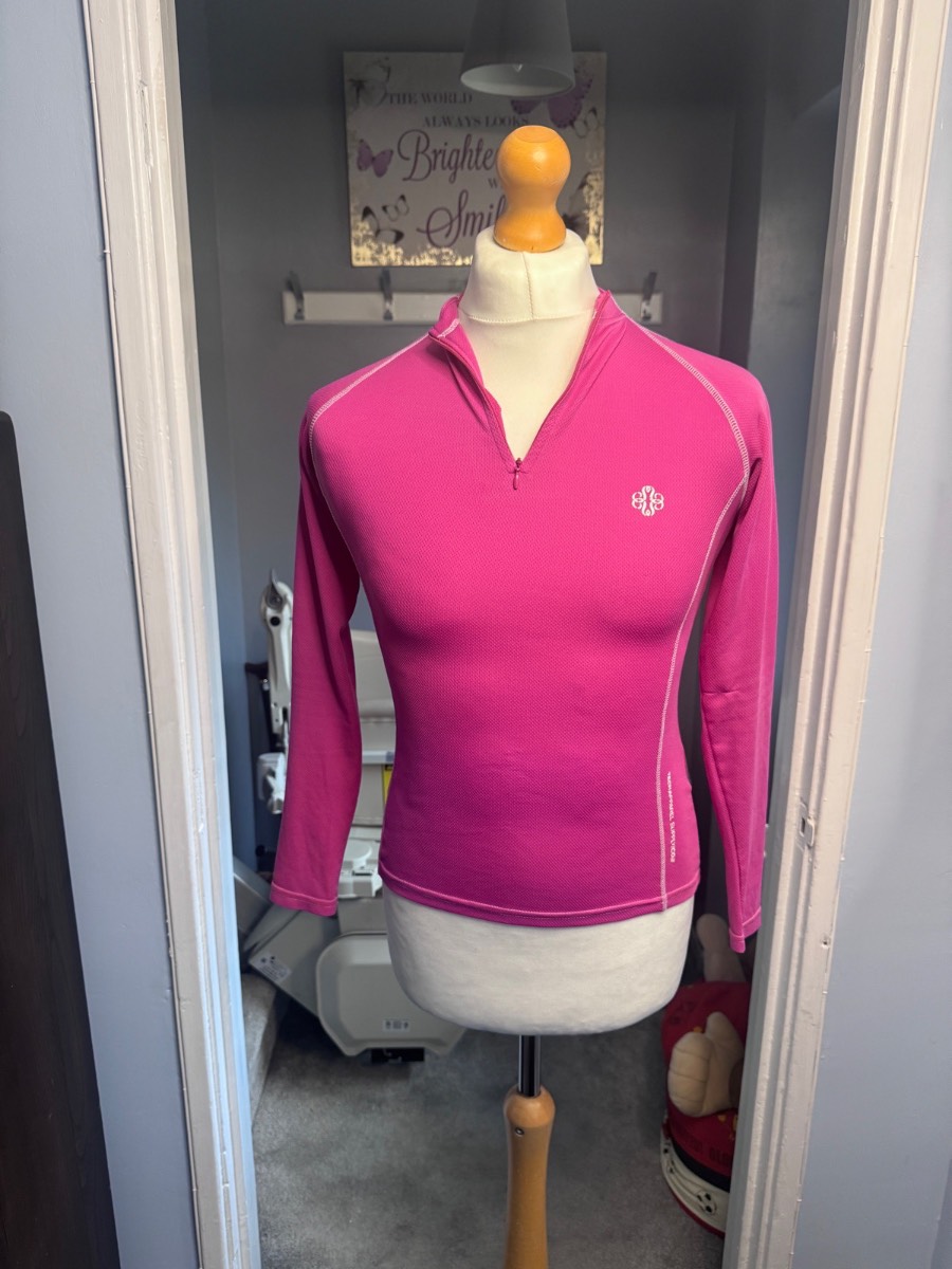 Surfanic 1/4 Zip Sports Top Pink Size S Long Sleeve Technical Base Layer