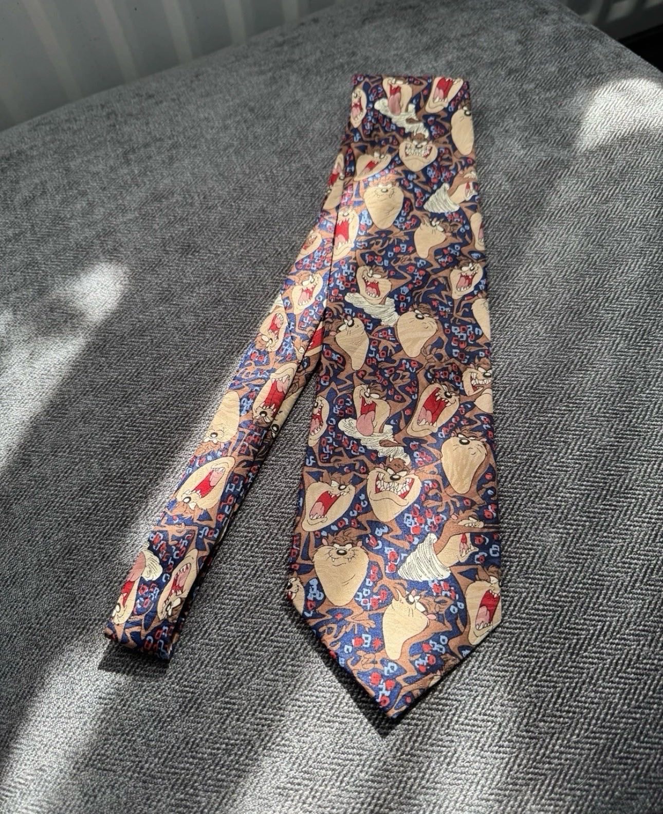 Vintage 1995 Warner Bros Taz Tie Navy Looney Tunes Novelty Necktie