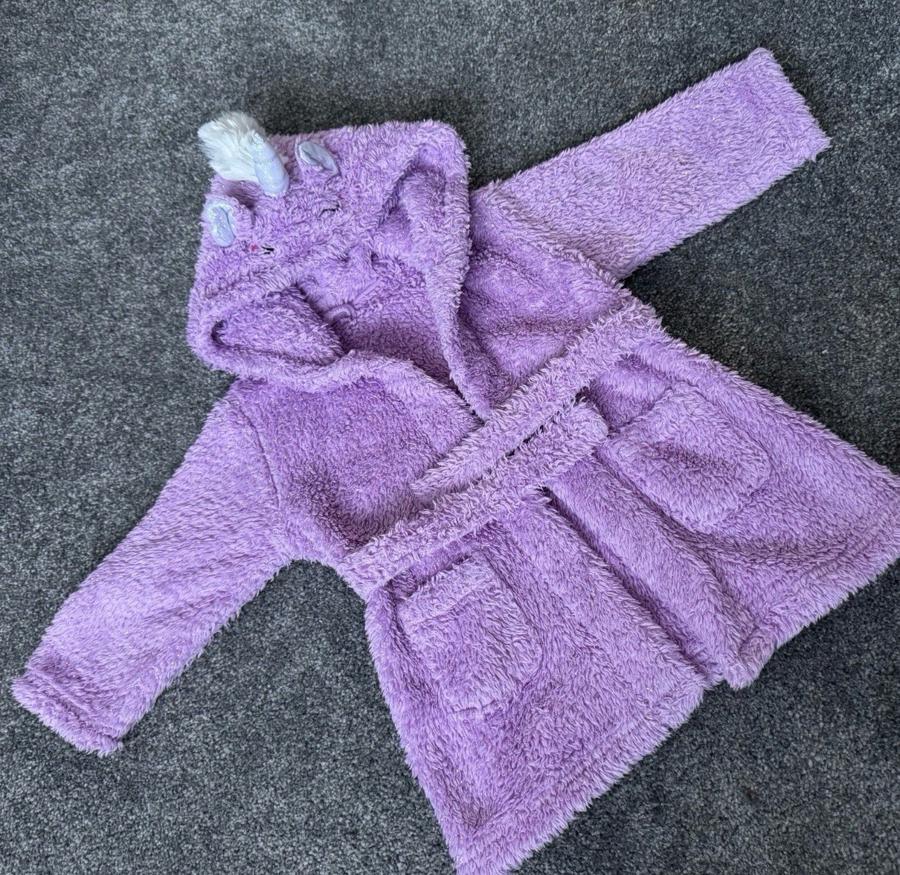 V By Very Baby Unicorn Dressing Gown Purple 12–18 Months Sparkly Hooded Robe
