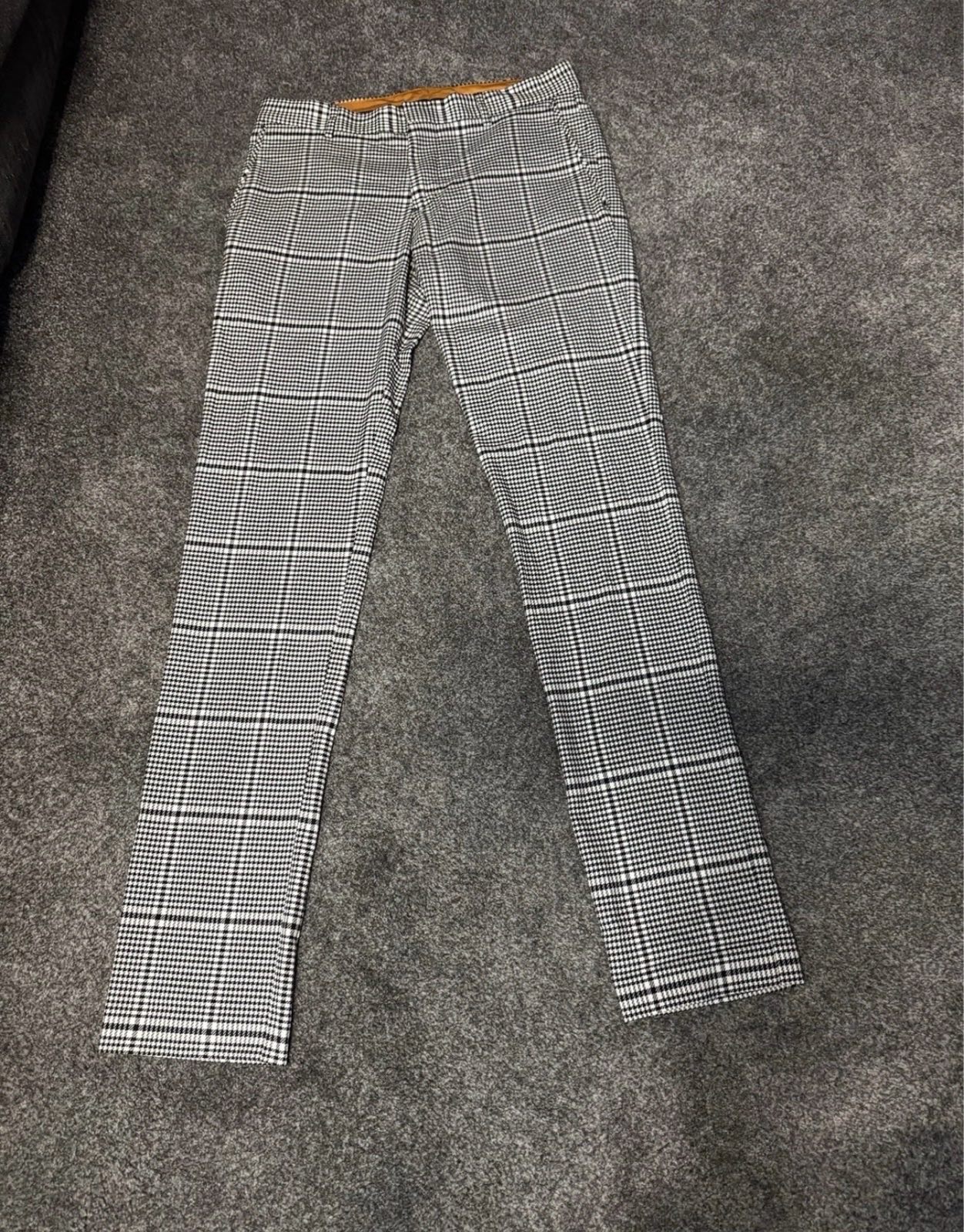 Zara Man Checked Tailored Trousers Black White W30 EUR 38 Smart Straight Leg