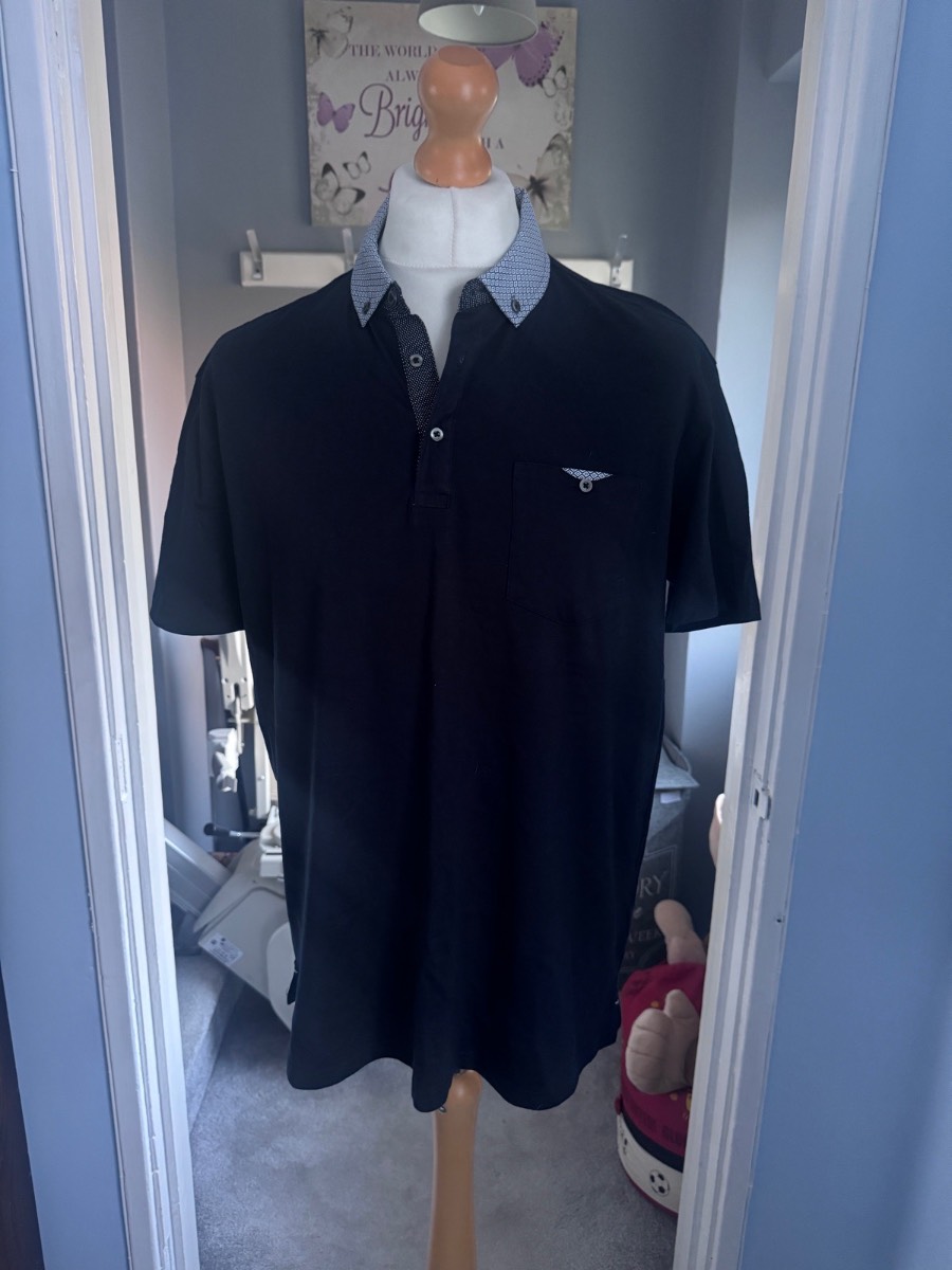 Easy Polo Shirt Navy XL Contrast Collar 100% Cotton Smart Casual Men’s